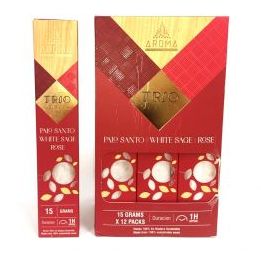 Incienso AROMA TRÍO Palo Santo, Salvia y Rosa